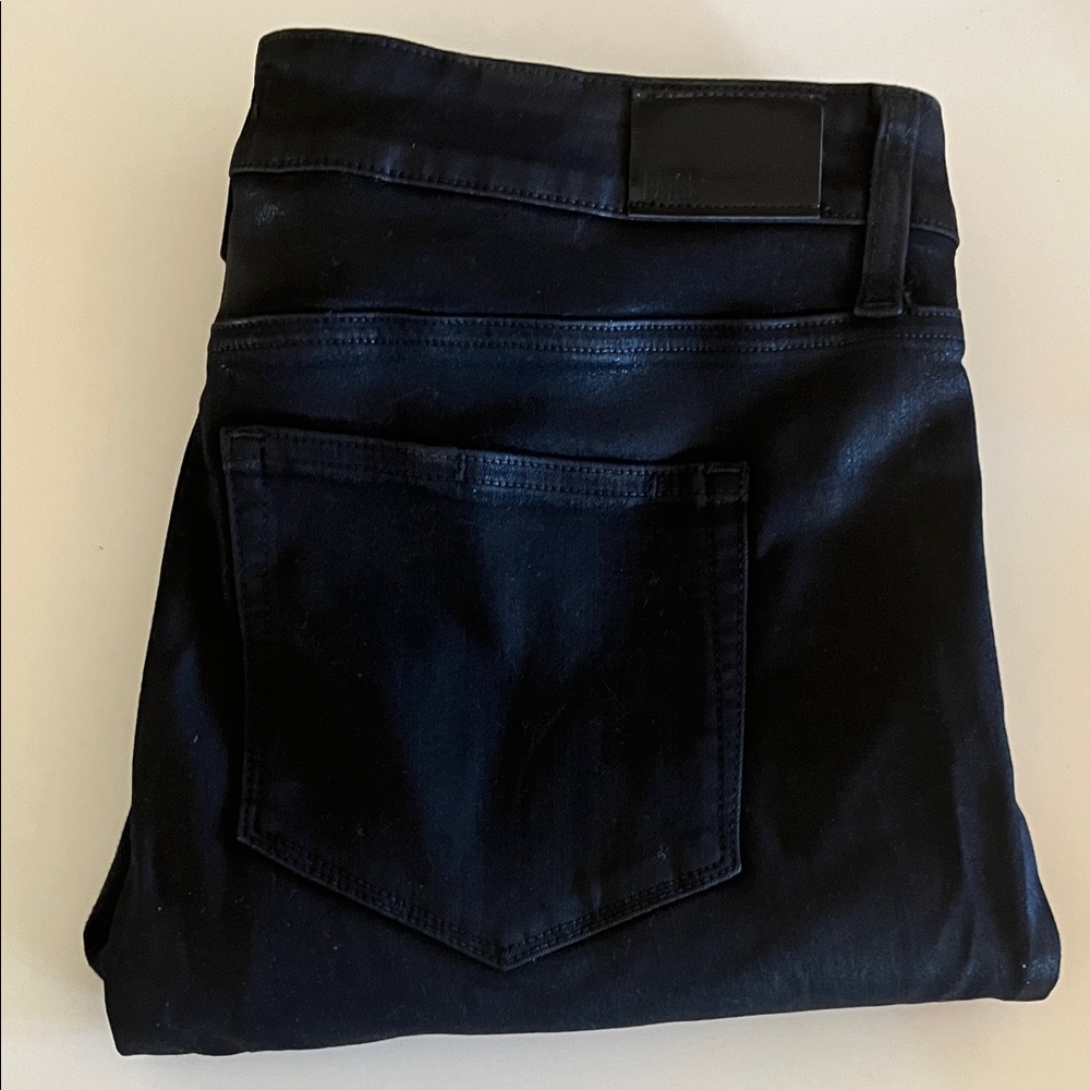 Paige High Rise Muse Coated Cigarette Jeans in Deep Black - Picture 3 of 12
